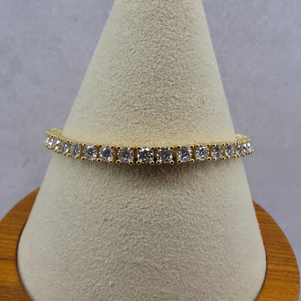 6.5" 3.5mm Moissanite Tennis Bracelet 14K Gold Plated 925 Silver - GRA Certified